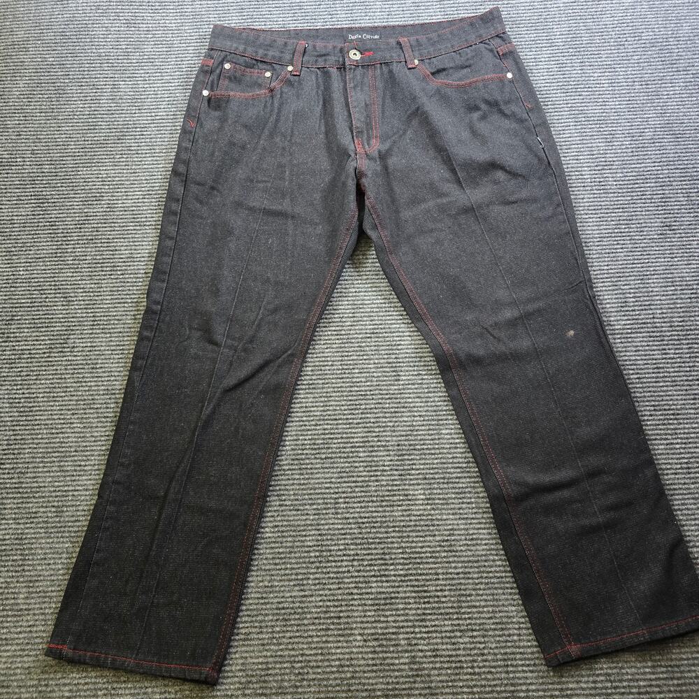 Denim Culture Jeans Mens 38x30 Black Red Stitch Straight